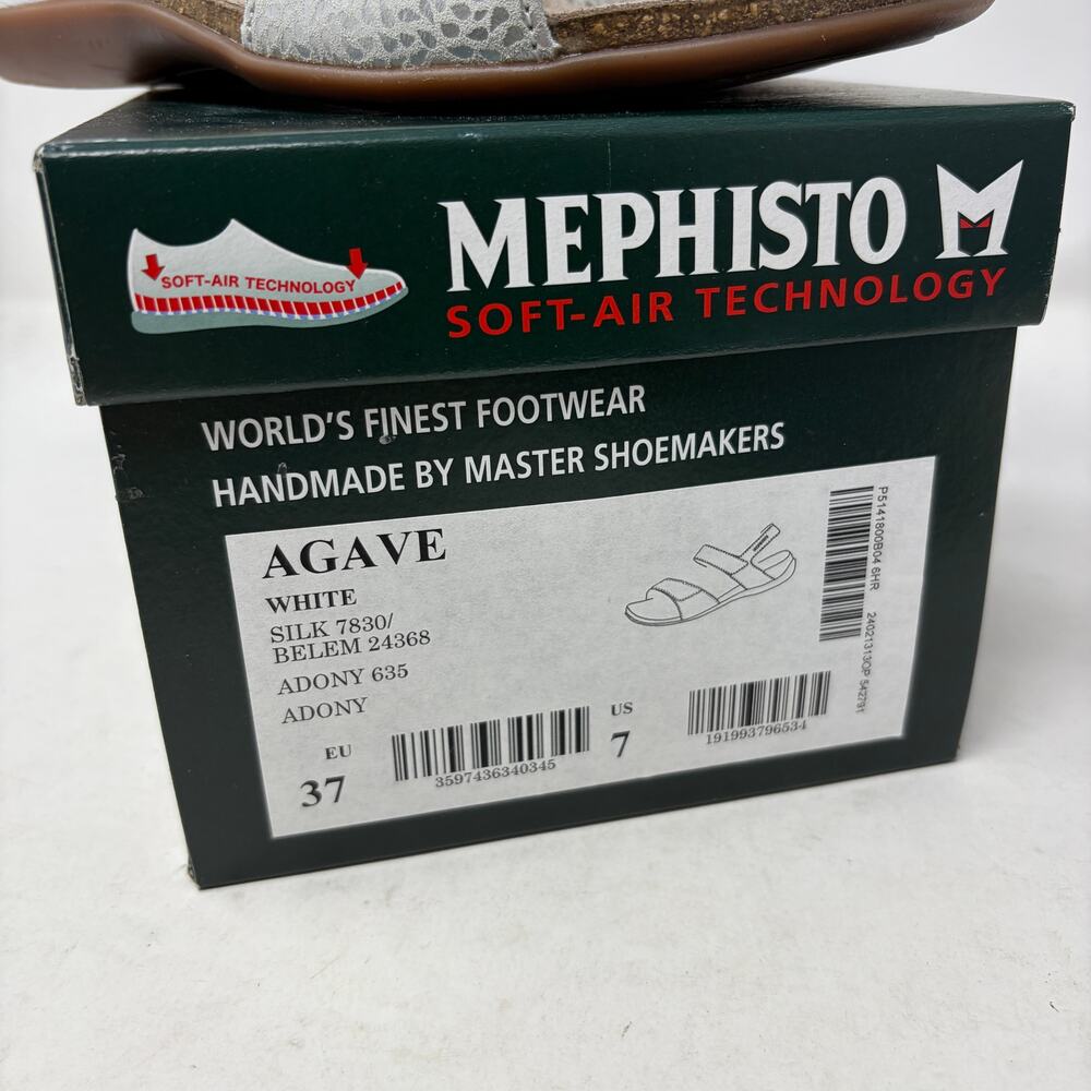 Mephisto Agave Sandals Womens Size 37 US 7 White Leather Silver Details NEW - Picture 5 of 9